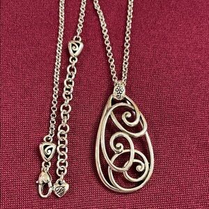 Retired Brighton rock N scroll pendant adjustable silver plate necklace